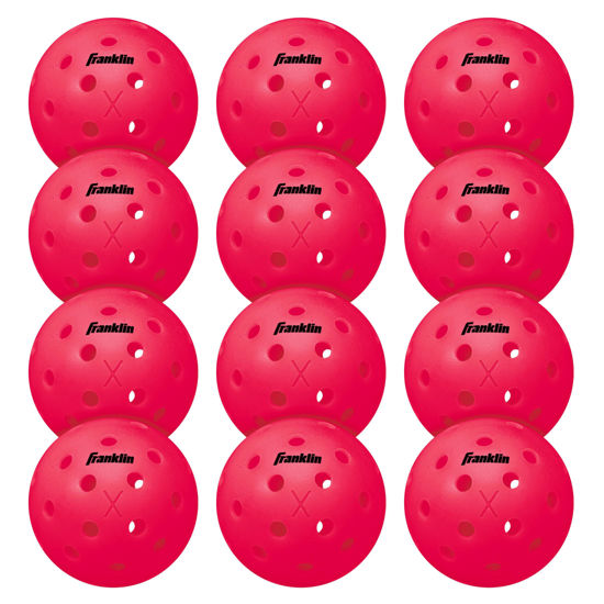 Picture of Franklin Sports Outdoor Pickleballs - X-40 Pickleball Balls USA (USAPA) Approved 12 Pack Outside Pink US Open Ball