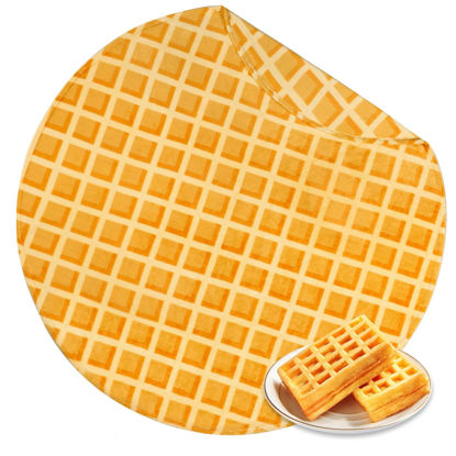 Picture of BNuitland 80 Inches Waffle Funny Blanket,300 GSM Double Sided Giant Funny Realistic Food Blanket with Waffle Pouch, Novelty Funny Blanket for Adults and Kids, Super Soft Flannel Throw