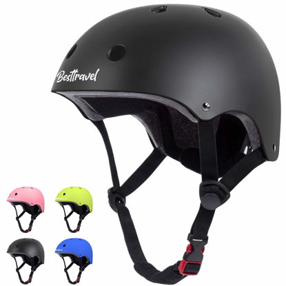 Picture of Besttravel Kids Helmet, Toddler Helmet Adjustable Toddler Bike Helmet Ages 3-8 Years Old Boys Girls Multi-Sports Safety (Black)