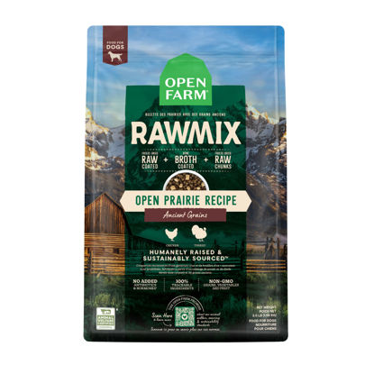 Picture of Open Farm RawMix Ancient Grains Prairie Recipe for Dogs, includes Kibble, Bone Broth, and Freeze Dried Raw, Inspired by The Wild, Humanely Raised Protein and Non-GMO Fruits and Veggies, 3.5 lb