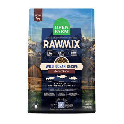 Picture of Open Farm RawMix Ancient Grains Wild-Ocean Recipe for Dogs, Includes Kibble, Bone Broth, and Freeze Dried Raw, Inspired by The Wild, Humanely Raised Protein and Non-GMO Fruits and Veggies, 3.5 lb