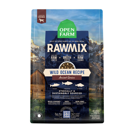 Picture of Open Farm RawMix Ancient Grains Wild-Ocean Recipe for Dogs, Includes Kibble, Bone Broth, and Freeze Dried Raw, Inspired by The Wild, Humanely Raised Protein and Non-GMO Fruits and Veggies, 3.5 lb