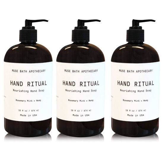 Picture of Muse Bath Apothecary Hand Ritual - Aromatic and Nourishing Hand Soap, Infused with Natural Aromatherapy Essential Oils - 16 oz, Rosemary Mint + Hemp, 3 Pack