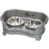 Picture of Neater Feeder - Express Model - Mess-Proof Dog Bowls (Small, Gunmetal Grey) - Made in USA - Elevated, No Spill, Non-Tip, Non-Slip, Raised Stainless Steel Food & Water Pet Bowls