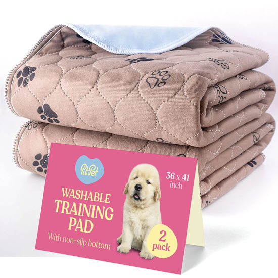 Picture of Super Absorbent Washable Pee Pads for Dogs - 2-Pack Superior Reusable Puppy Pads Pet Training Pads -100% Waterproof Dog Pee Pad Protects Against Urine Leakage Non-Slip Grip Prevents Slipping& Bunching