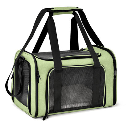 Picture of Henkelion Pet Carrier for Small Medium Cats Dogs Puppies up to 15 Lbs, Airline Approved Small Dog Carrier Soft Sided, Collapsible Travel Puppy Carrier - Green