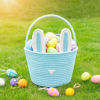 Picture of CubesLand Kids Easter Basket Empty Baby's First Easter Basket Easter Egg Hunt Baskets with Cute Rabbit Ears, 2-Piece Gifts Candies Storage Basket Cute Decor Easter Party Gifts 9.8 x 7.8 x 7.8"