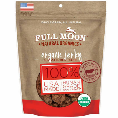 Picture of Full Moon Natural Organics Grass Fed Beef Jerky Healthy All Natural Dog Treats Human Grade 28 oz