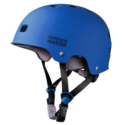 Picture of OutdoorMaster Skateboard Cycling Helmet - Two Removable Liners Ventilation Multi-Sport Scooter Roller Skate Inline Skating Rollerblading for Kids, Youth & Adults - XS - Deep Blue