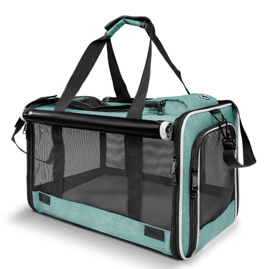 Picture of GAPZER Small Dog Carrier for Puppy Yorkshire Softshell Car Transport Chihuahua Carry Cage 18-inch Collapsible Doggie Vet Visit Crate Easy Load Roomy Pet Carrier Bag Kennel Dog Essentials Teal