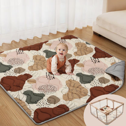 Picture of Blissful Diary Baby Play Mats for Floor, 50x50 Play Mat for Playpen, Thicken Soft Padding Foam Playmats for Babies and Toddlers Infants, Foldable and Machine Washable Baby Crawling Mat, Boho Design