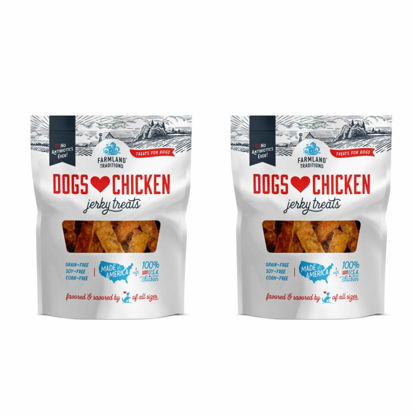 Picture of Farmland Traditions Dogs Love Chicken Premium Two Ingredients Jerky Treats for Dogs (2 Bags x 1 lb. Each No Antibiotics Ever USA Raised Chicken)