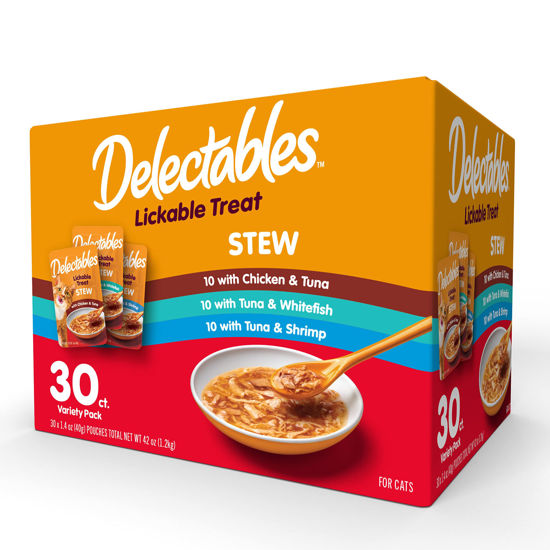 Picture of Hartz Delectables Stew Lickable Wet Cat Treats for Adult & Senior Cats, Variety Pack, 30 Count