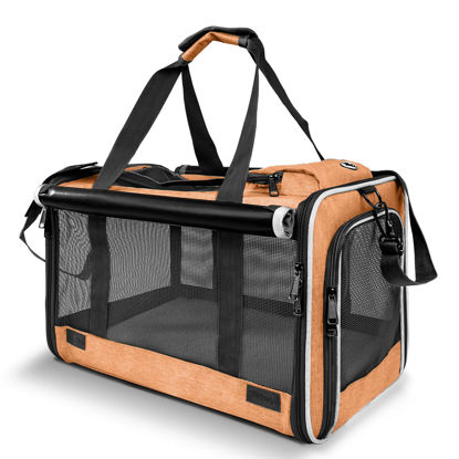 Picture of GAPZER Dog Carry Bag for Puppy Pet Soft-Shell Portable Kennel Crate for 0-15 lbs Foldable Pomeranian Travel Cage Tea Cup Yorkie Carrier Purse Indoor Carrying Case Dog Supply Melon Tiny Dog Melon