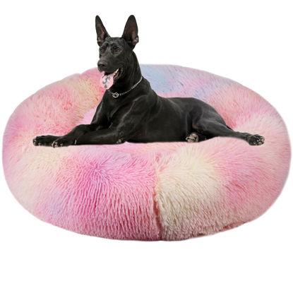 Picture of Dog Bed for Small Medium Large Dogs, 27 inch Calming Dogs Bed, Washable-Round Cozy Soft Pet Bed for Puppy and Kitten with Slip-Resistant Bottom