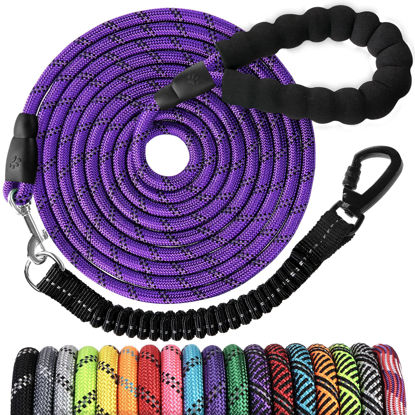 Picture of Dog Leash - 3/4/5/6/10/15/20/30/50/100/150FT Heavy Duty Leash with Swivel Lockable Hook and,Reflective Threads Bungee Dog Leash Comfortable Padded Handle for Walking for Small Medium Large Dog