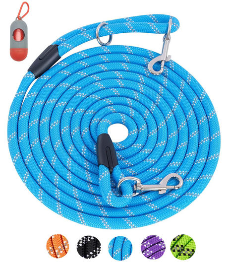 Picture of 100FT Extra Long Leashes for Dog Training, Reflective Threads Check Cord Recall Training Agility Dog Lead for Large Medium Small Dogs, Dog Tie-Out Cable Great for Playing, Camping, or Backyard