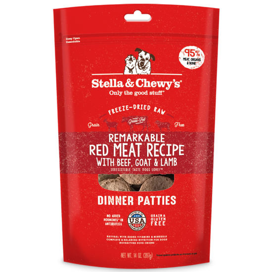 Picture of Stella & Chewy's Freeze Dried Raw Dinner Patties - Grain Free Dog Food, Protein Rich Remarkable Red Meat Recipe - 14 oz Bag