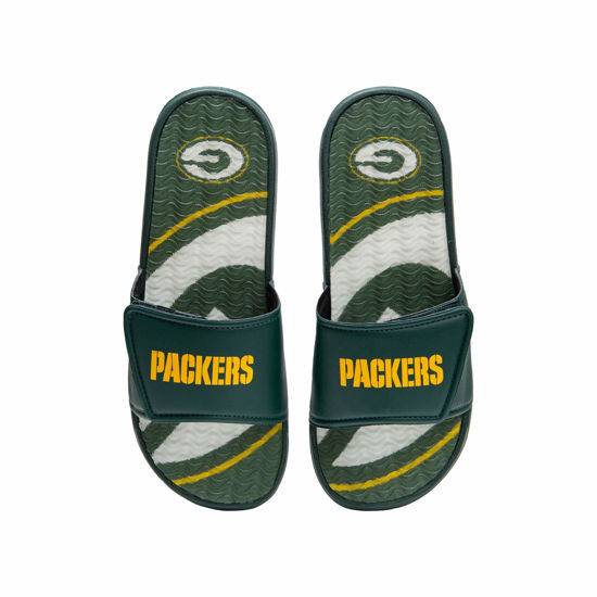 Picture of FOCO Green Bay Packers NFL Mens Wordmark Gel Slides - XL