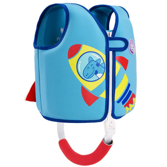 Picture of Pottwal Swim Vest for Kids - Swim Jacket for 3-6 Years (40-66LBS) - Buoyancy Aid Made of Neoprene & EPE - with Adjustable Crotch Strap - Sea Blue