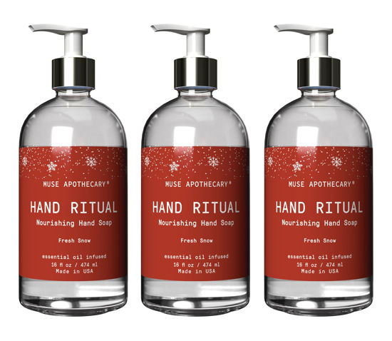 Picture of Muse Apothecary Hand Ritual - Aromatic and Nourishing Hand Soap, Infused with Natural Aromatherapy Essential Oils - 16 oz, Fresh Snow, 3 Pack