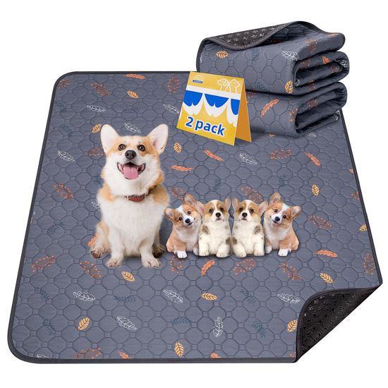 Picture of Sunheir 2-Pack Extra Large Reusable Dog Mat for Floor, Dog Playpen, Non-Slip Waterproof Dog Pee Pad, Super Absorbent Washable Pee Pads for Dogs, Pet Whelping Pads, Crate, Potty Training - 36" x 48"