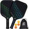 Picture of JoncAye Pickleball Racket Set with 2 Fiberglass Paddles and 4 Pickle-Ball Balls, 1 Paddle Bag |USAPA Approved Pickleball Racquets for Adults, Kids, Pickleball Gear w/Accessories