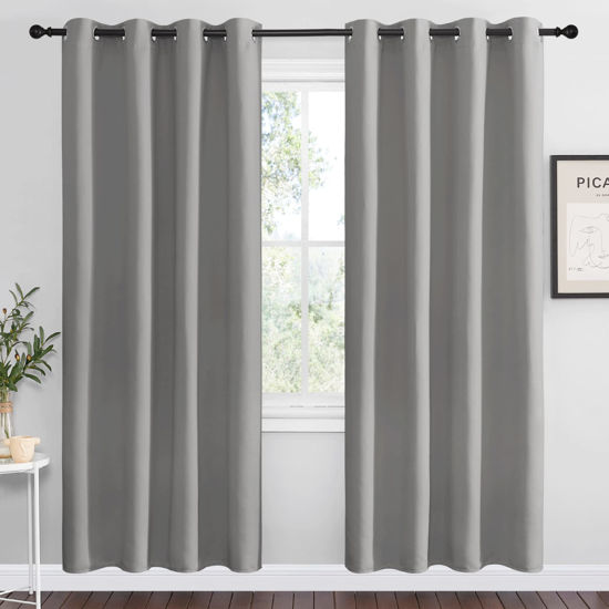 Picture of NICETOWN Silver Grey Room Darkening Curtain Panels 78" Long for RV, Play Room, Studio, Heat Block Out and Keep Warm Drapes Window Treatment Drapes for Doorway Entryway Patio (55" Width, 2 Panels)