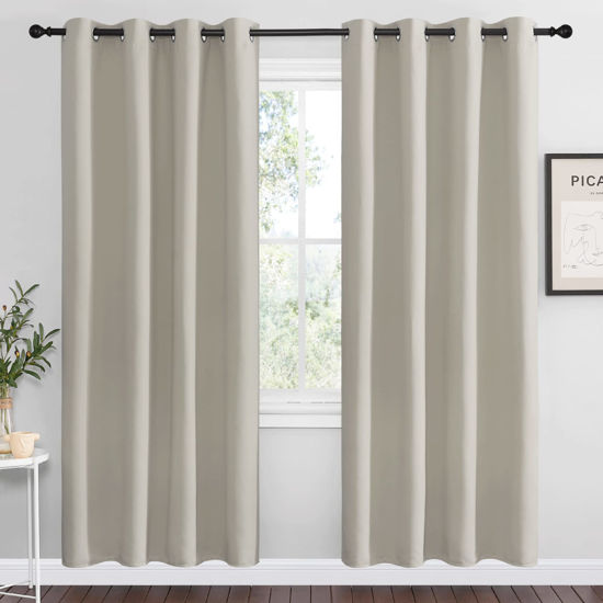 Picture of NICETOWN Natural Room Darkening Curtains 78" Long for Boho Farmhouse Home Decoration, Window Treatment Total Privacy Drape Panels for Bedroom Living Room Guest Room (55" Wide, Set of 2)