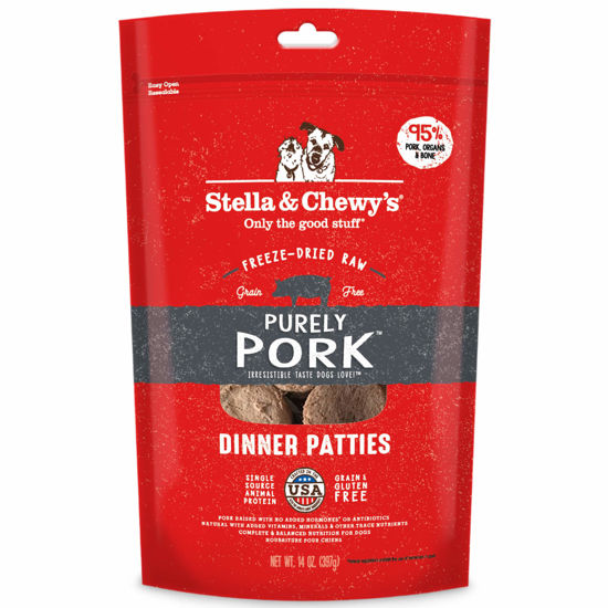 Picture of Stella & Chewy's Freeze Dried Raw Dinner Patties - Grain Free Dog Food, Protein Rich Purely Pork Recipe - 14 oz Bag (Packaging may vary)