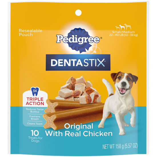 Picture of PEDIGREE DENTASTIX Small/Medium Dog Dental Treats Original Flavor Dental Bones, 5.57 Oz - 10 Count (Pack of 7)