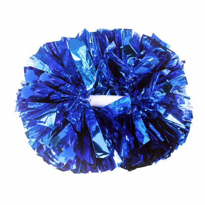 Picture of Hooshing 6PCS Cheerleading Pom Poms Metallic Blue Cheer Pom Poms for Kids Adults for Cheering Festival Sports Spirited DanceTraining