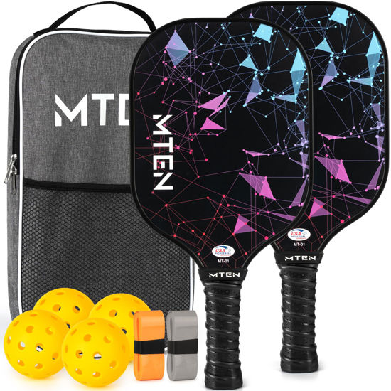 Picture of Pickleball Paddles Set of 2, USAPA Approved Fiberglass Surface Pickleball Set with 2 Pickleball Rackets,4 Pickleball Balls,1 Portable Carry Bag, Pickle Racket Set for Men Women