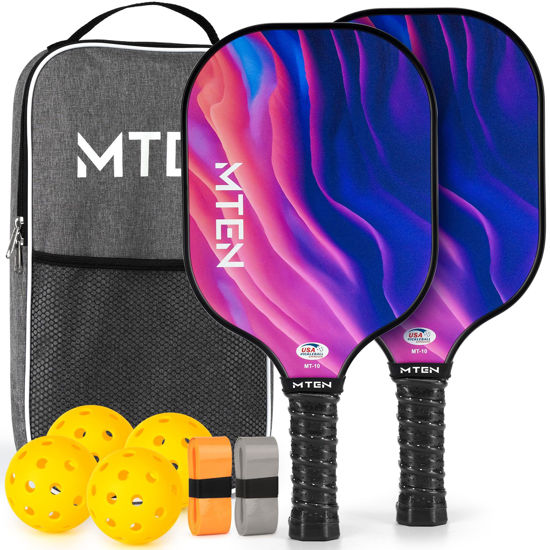 Picture of Pickleball Paddles Set of 2, Pickleball Paddles, Pickleball Set, Fiberglass Pickleball Rackets, 1Carry Bag, 4 Outdoor Paddles Balls, Pickleball for Beginners