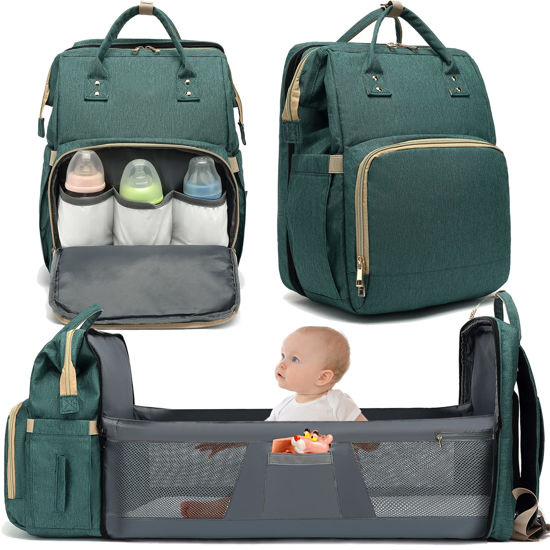 Picture of WOWTINA Baby Diaper Bag Backpack with Changing Station, Large Green Diaper Bags for Baby Girl Boys Dad Mom, Baby Shower Gifts, Baby Registry Search, Baby Stuff for Newborn Essentials Must Haves Items