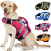 Picture of Kuoser Dog Life Jacket with Reflective Stripes, Adjustable High Visibility Dog Life Vest Ripstop Dog Lifesaver Pet Life Preserver with High Flotation Swimsuit for Small Medium and Large Dogs