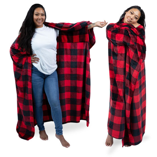 Picture of Wearable Blanket Cape with Sleeves - Cozy Wearable Blankets for Women and Men - Mothers Day Gifts for Wife, Gifts for Her, Gifts for Girlfriend, Birthday Gifts for Women Who Have Everything Checkered