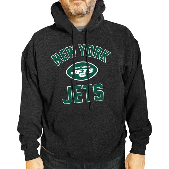 Picture of Team Fan Apparel NFL Adult Gameday Hooded Sweatshirt - Poly Fleece Cotton Blend - Stay Warm and Represent Your Team in Style (New York Jets - Black, Adult Small)