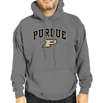 Picture of Campus Colors Adult Arch & Logo Soft Style Gameday Hooded Sweatshirt (Purdue Boilermakers - Gray, Medium)