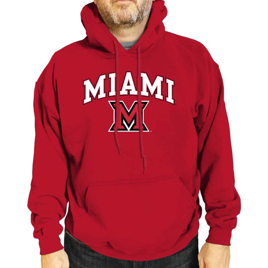 Picture of Campus Colors Adult Arch & Logo Soft Style Gameday Hooded Sweatshirt (Miami Redhawks - Red, Small)