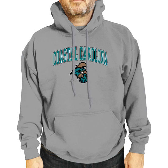 Picture of Campus Colors Adult Arch & Logo Soft Style Gameday Hooded Sweatshirt (Coastal Carolina Chanticleers - Graphite, Medium)