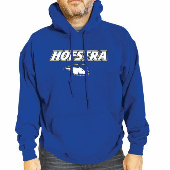 Picture of Campus Colors Adult Arch & Logo Soft Style Gameday Hooded Sweatshirt (Hofstra Pride - Blue, XX-Large)