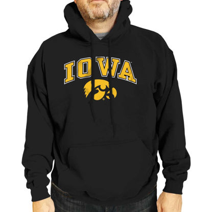 Picture of Campus Colors Adult Arch & Logo Soft Style Gameday Hooded Sweatshirt (Iowa Hawkeyes - Black, X-Large)