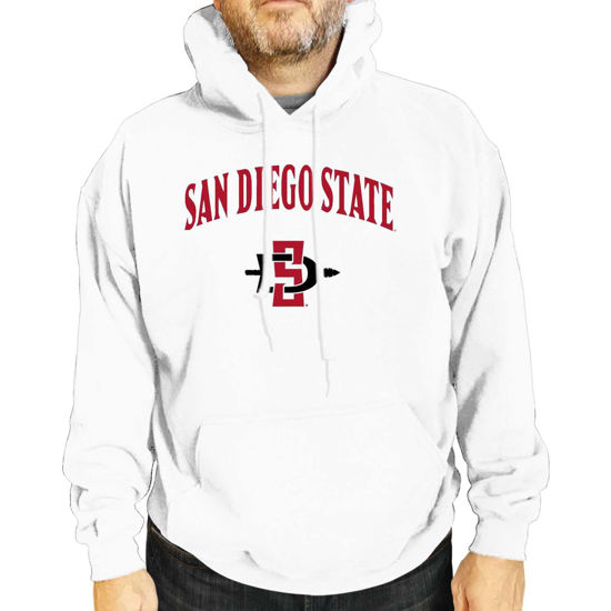 Picture of Campus Colors Adult Arch & Logo Soft Style Gameday Hooded Sweatshirt (San Diego State Aztecs - White, Small)