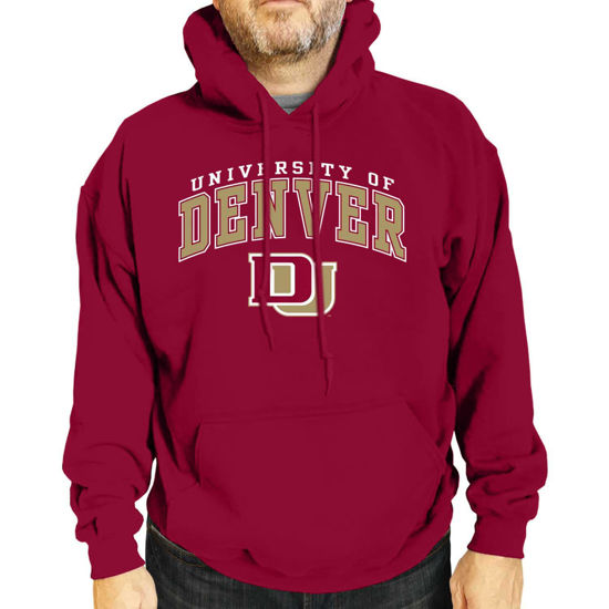 Picture of Campus Colors Adult Arch & Logo Soft Style Gameday Hooded Sweatshirt (Denver Pioneers - Red, Medium)