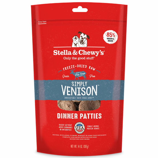 Picture of Stella & Chewy's Freeze Dried Raw Dinner Patties - Grain Free Dog Food, Protein Rich Simply Venison Recipe - 14 oz Bag