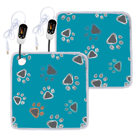 Picture of Furrybaby Pet Heating Pad, Waterproof Dog Heating Pad Mat for Cat with 5 Level Timer and Temperature, Pet Heated Warming Pad with Durable Anti-Bite Tube Indoor for Puppy Cat (Green, 18" X 18", 2pcs)