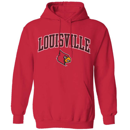 Picture of Campus Colors Adult Arch & Logo Soft Style Gameday Hooded Sweatshirt (Louisville Cardinals - Red, Small)