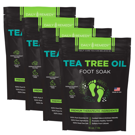 Picture of Tea Tree Oil Foot Soak with Epsom Salt - Made in USA - for Toenails, Athlete's Foot, Itchy Feet, Stubborn Smelly Foot Odor, Pedicure, Foot Calluses & Soothes Sore Tired Achy Feet - 64 oz