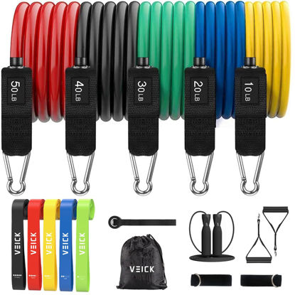 Picture of VEICK Resistance Bands, Exercise Bands, Workout Bands, Resistance Bands for Working Out with Handles for Men and Women, Exercising Bands for Fitness Weights Work Out at Home